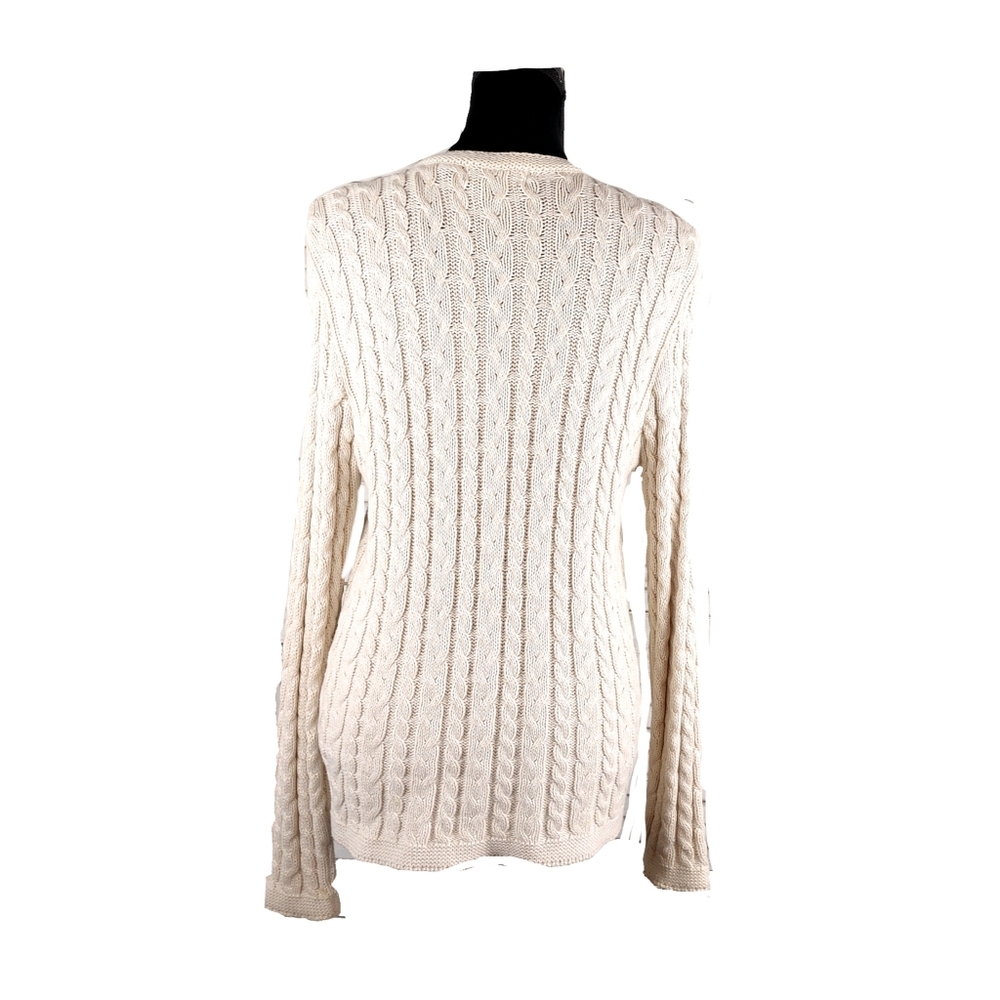 Wainscott Womens Ivory Cable Knit Collarless Zip Up Cardigan Size S - Picture 6 of 6